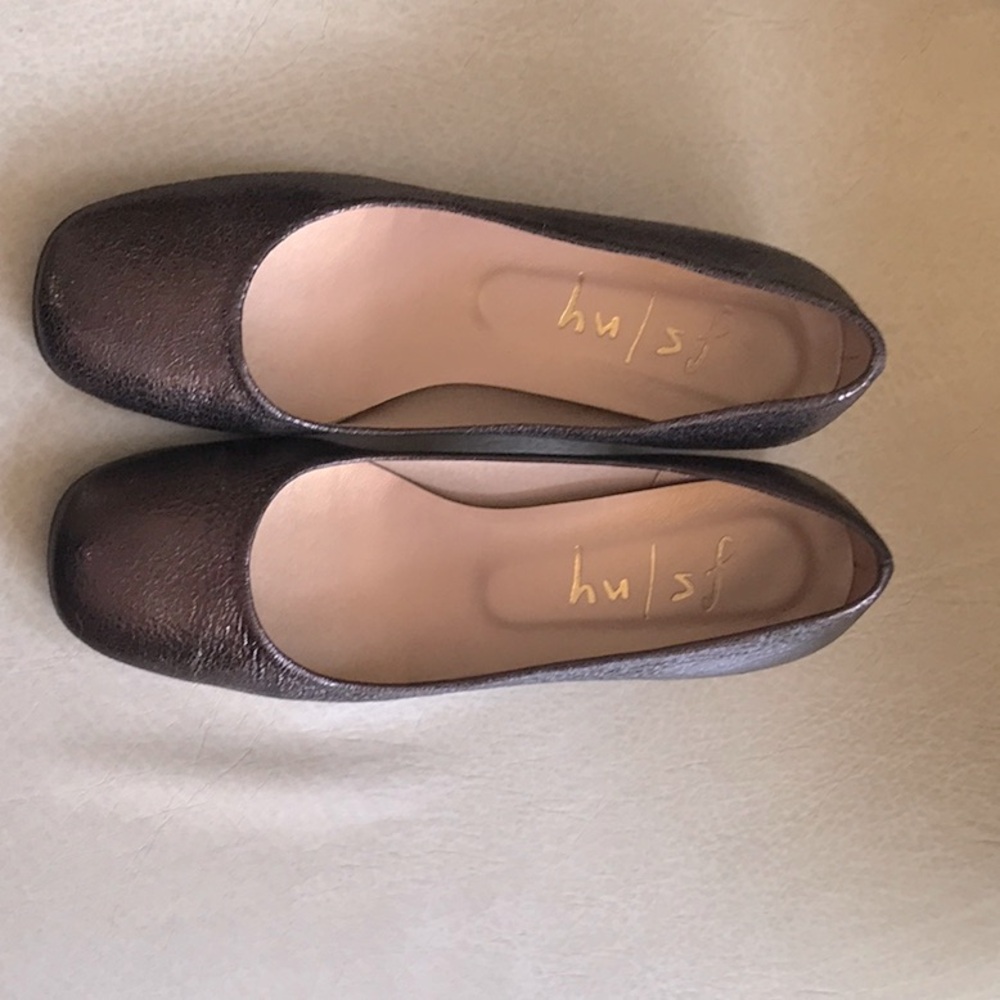 Very comfortable shoes, size 6 B, soft shiny leather, made in Spain.